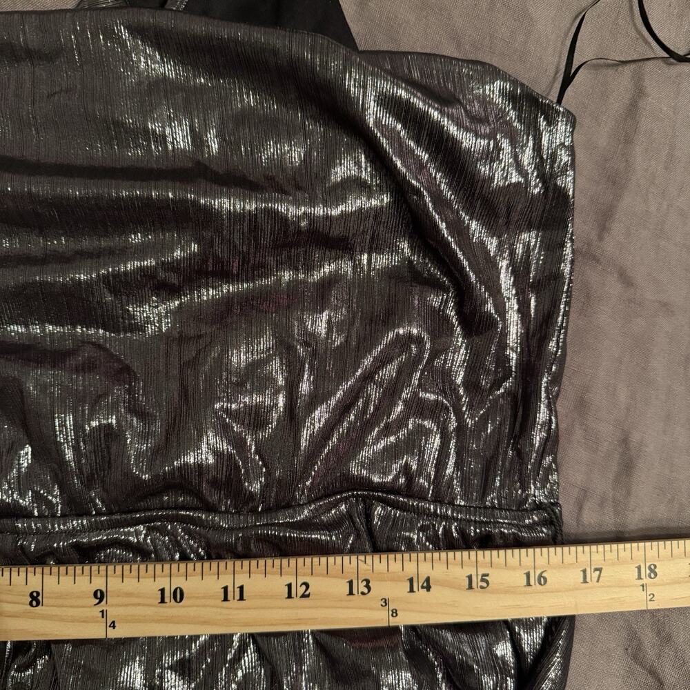 Sugarlips Halter Wide Leg Jumpsuit Metallic Silver Size XL Night Out Glam - Picture 7 of 9